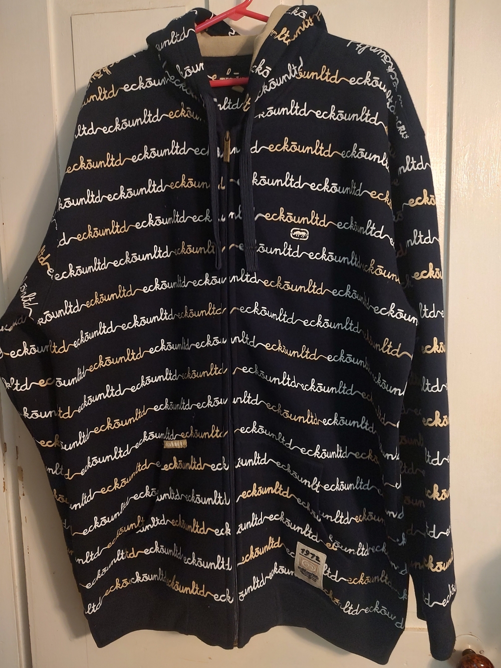 Ecko Unltd. Black Fleece Full Zip Hoodie Graphic Print Logo Men's XXL